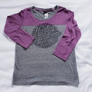 Harley Davidson Long Sleeve T-Shirt Size Medium Purple Gray